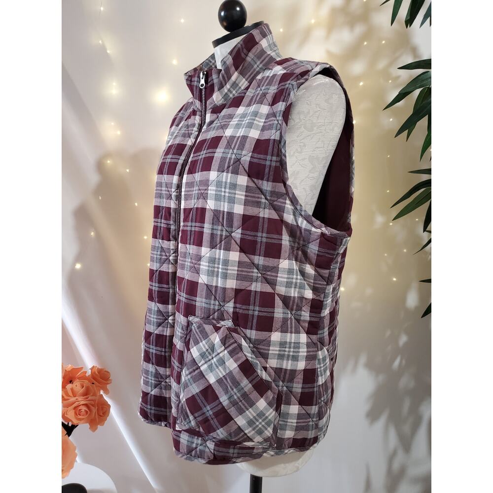 Maurices NWT Plaid Diamond Quilted Puffer Vest Womens Size XL Zip Pockets Layer - Picture 3 of 11